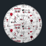 PEANUTS | Red & Black Pattern Dartboard<br><div class="desc">This cute Peanuts red and black artwork features the gang in various scenes in the world of Charles M. Schulz.</div>