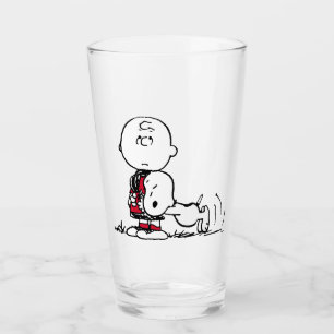 PEANUTS Red & Black Pattern Glass