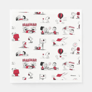 PEANUTS Red & Black Pattern Napkin