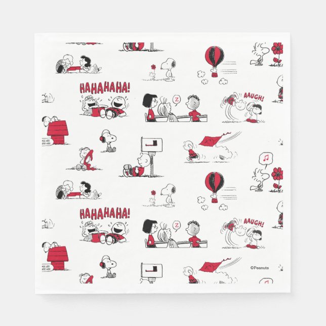 PEANUTS | Red & Black Pattern Napkin (Front)