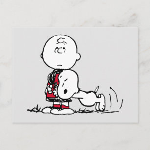 PEANUTS   Red & Black Pattern Postcard