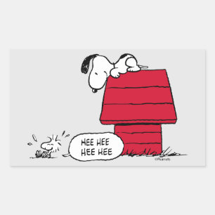 PEANUTS   Red & Black Pattern Rectangular Sticker
