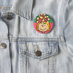 Peanuts   Sally Half & Half Flowers 6 Cm Round Badge