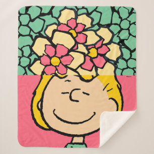 Peanuts   Sally Half & Half Flowers Sherpa Blanket