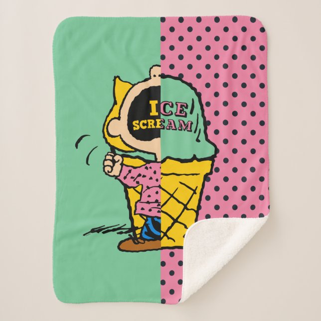 Peanuts | Sally Ice Cream Half & Half Sherpa Blanket (Front)
