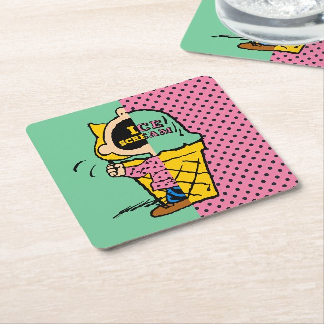 Peanuts | Sally Ice Cream Half & Half Square Paper Coaster (Angled)