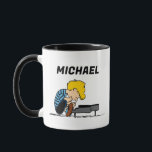 Peanuts | Schroeder | Add Your Name Mug<br><div class="desc">Schroeder loves classical music especially by Ludwig van Beethoven and often shares his talent. Check out this cute Peanuts design featuring Schroeder playing at his toy piano.</div>