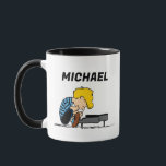 Peanuts | Schroeder | Add Your Name Mug<br><div class="desc">Schroeder loves classical music especially by Ludwig van Beethoven and often shares his talent. Check out this cute Peanuts design featuring Schroeder playing at his toy piano.</div>