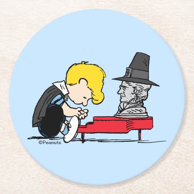 Peanuts | Schroeder Pilgrim Round Paper Coaster (Front)