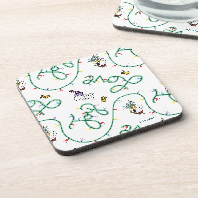 Peanuts | Shiny and Bright Christmas Love Pattern Coaster (Left Side)