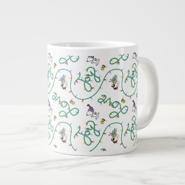 Peanuts | Shiny and Bright Christmas Love Pattern Large Coffee Mug (Front Right)