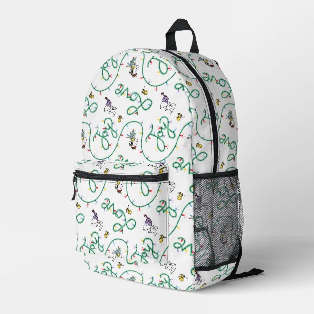 Peanuts | Shiny and Bright Christmas Love Pattern Printed Backpack (Back Corner Right)