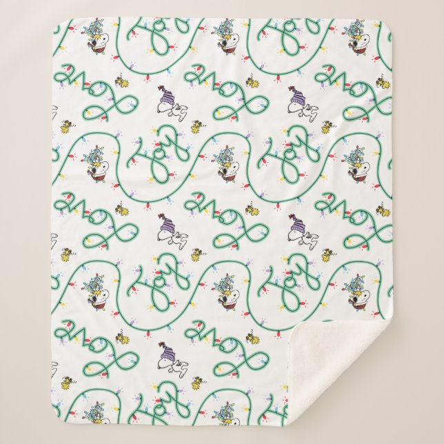 Peanuts | Shiny and Bright Christmas Love Pattern Sherpa Blanket (Front)