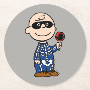 Peanuts Skeleton Charlie Brown Round Paper Coaster