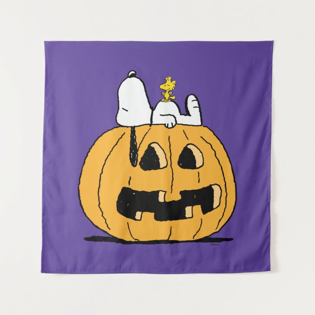 Peanuts | Snoopy and Woodstock Jack-O-Lantern Tapestry (Front)