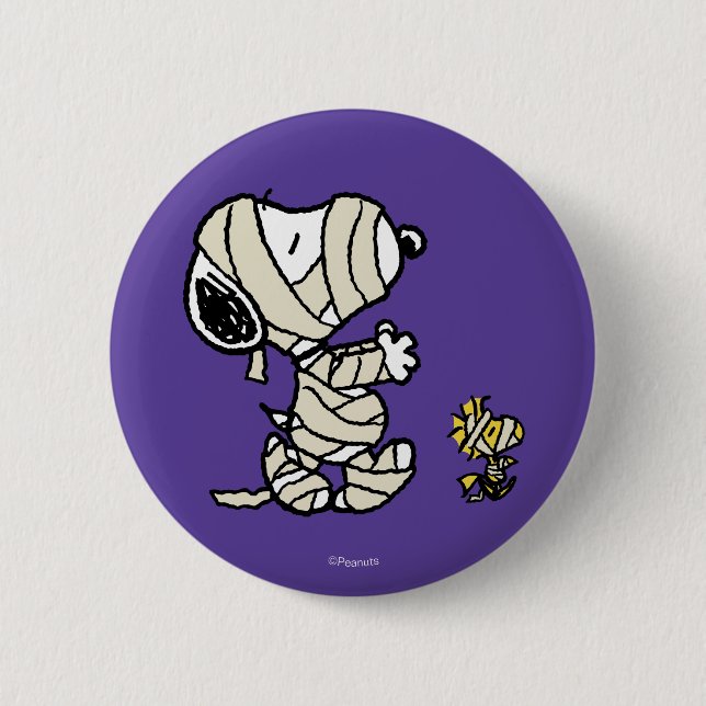 Peanuts | Snoopy and Woodstock Mummies 6 Cm Round Badge (Front)