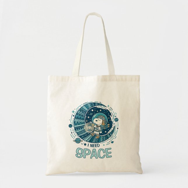 Peanuts | Snoopy Astronaut “I Need Space” Tote Bag (Front)