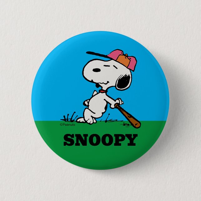 Peanuts | Snoopy at Bat 6 Cm Round Badge (Front)