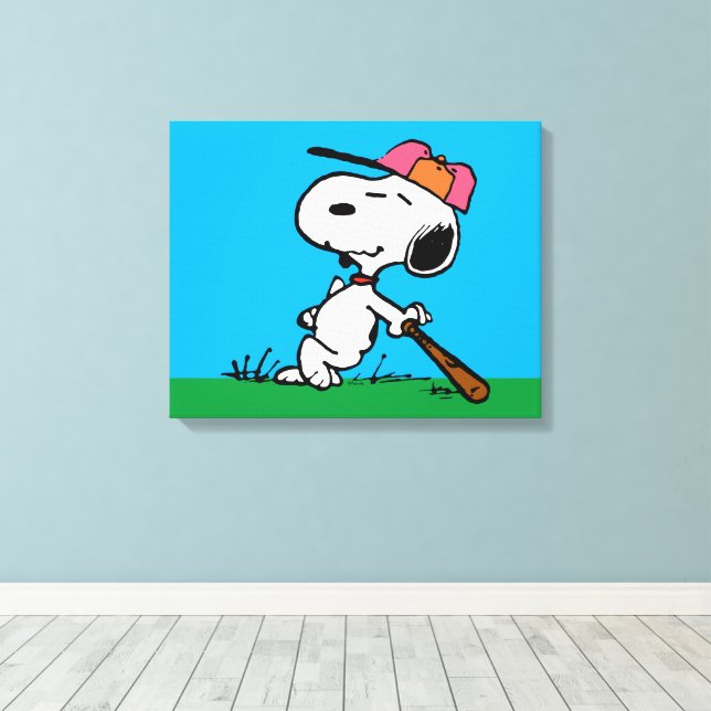 Peanuts | Snoopy at Bat Canvas Print (Insitu(Wood Floor))