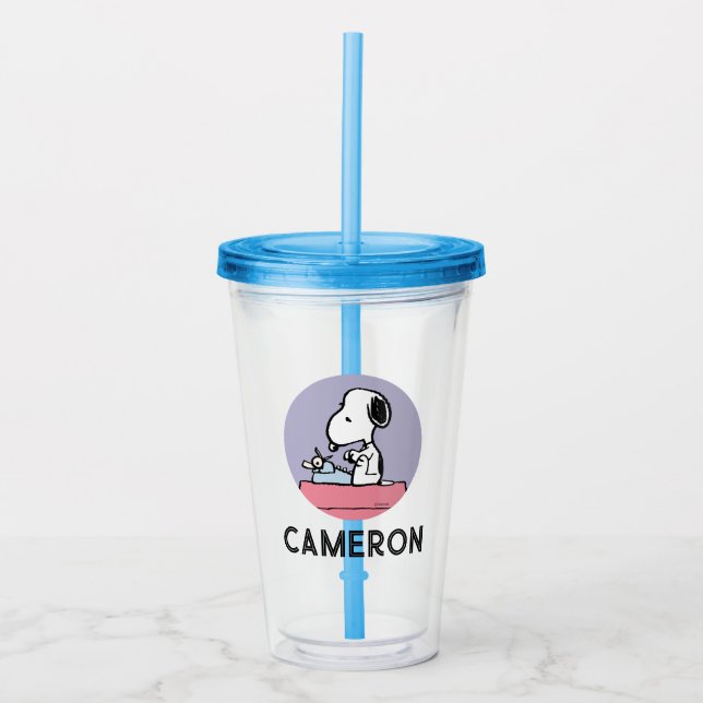 Peanuts | Snoopy at the Typewriter Acrylic Tumbler (Front)