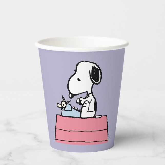 Peanuts | Snoopy at the Typewriter Paper Cups (Front)