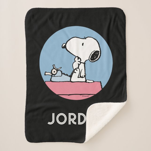 Peanuts | Snoopy at the Typewriter Sherpa Blanket (Front)