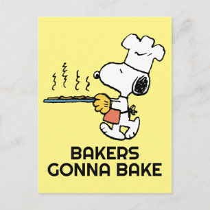 Peanuts   Snoopy Baking Cookies Postcard