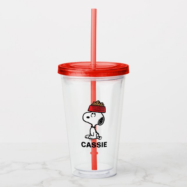 Peanuts | Snoopy Balancing | Add Your Name Acrylic Tumbler (Front)