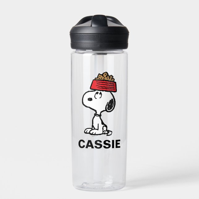 Peanuts | Snoopy Balancing | Add Your Name Water Bottle (Front)