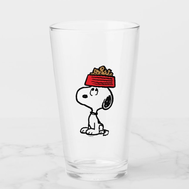 Peanuts | Snoopy Balancing His Dog Dish Glass (Front)