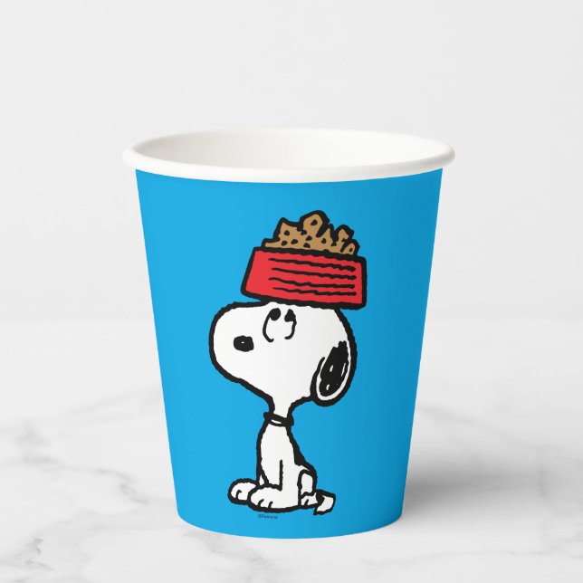 Peanuts | Snoopy Balancing His Dog Dish Paper Cups (Front)
