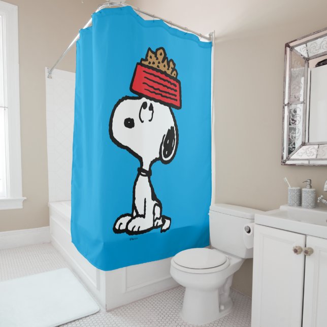 Peanuts | Snoopy Balancing His Dog Dish Shower Curtain (In Situ)