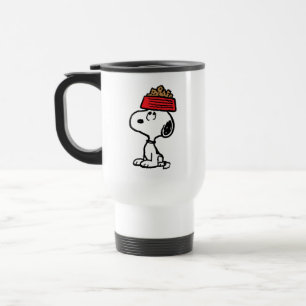 Peanuts Snoopy Balancing His Dog Dish Travel Mug