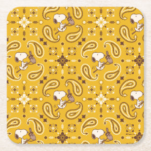 Peanuts Snoopy Bandanna Cowboy Square Paper Coaster
