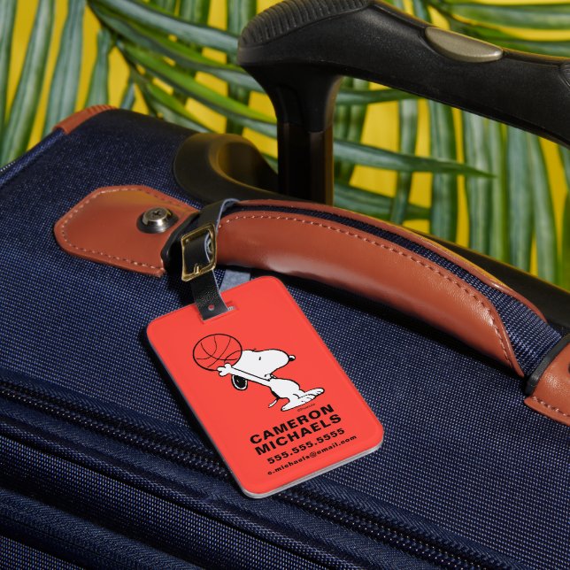 Peanuts | Snoopy Basketball Hoop Shot Luggage Tag (Front Insitu 1)