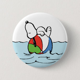 Peanuts   Snoopy Beach Ball Beach 6 Cm Round Badge