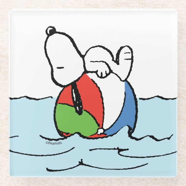 Peanuts | Snoopy Beach Ball Beach Glass Coaster (Front)