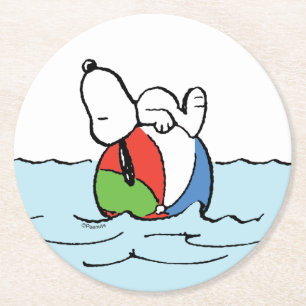 Peanuts Snoopy Beach Ball Beach Round Paper Coaster