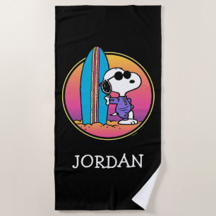 Peanuts   Snoopy Beach Beagle   Add Your Name Beach Towel