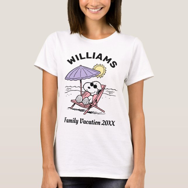 Peanuts | Snoopy Beach Family Vacation T-Shirt (Front)