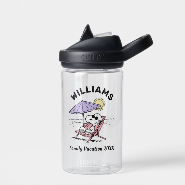 Peanuts | Snoopy Beach Family Vacation Water Bottle (Left)