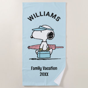 Peanuts   Snoopy Beach Walk Family Vacation Beach Towel