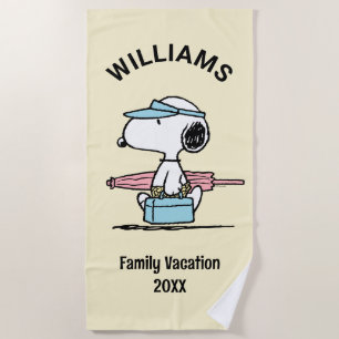 Peanuts   Snoopy Beach Walk Family Vacation Beach Towel