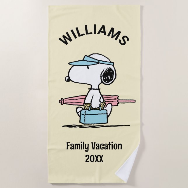 Peanuts | Snoopy Beach Walk Family Vacation Beach Towel (Front)