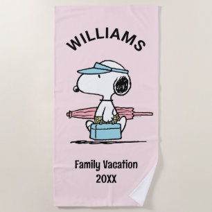 Peanuts   Snoopy Beach Walk Family Vacation Beach Towel