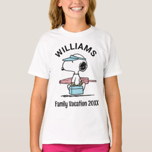 Peanuts   Snoopy Beach Walk Family Vacation T-Shirt