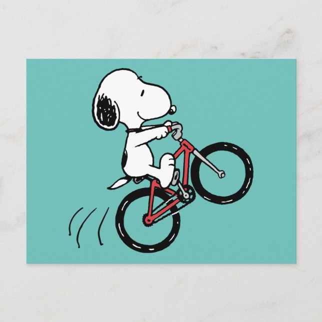 Peanuts | Snoopy Bicycle Wheelie Postcard (Front)