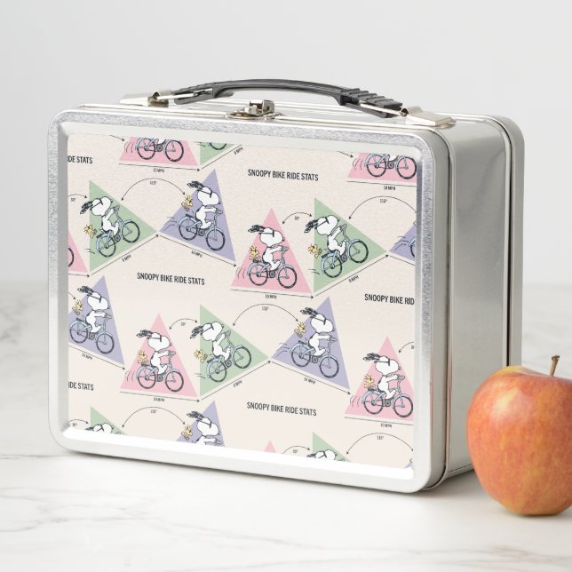 Peanuts | Snoopy Bike Ride Stats Metal Lunch Box (In Situ)
