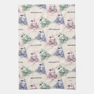 Peanuts   Snoopy Bike Ride Stats Tea Towel