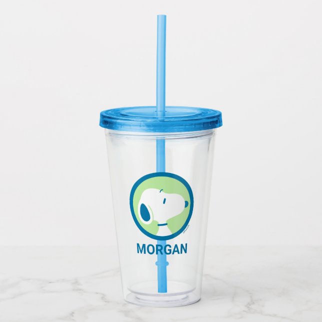 Peanuts | Snoopy Blue Deco Dreams | Add Your Name Acrylic Tumbler (Front)